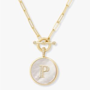 Melinda Maria Love Letters Medallion Necklace gold letter P